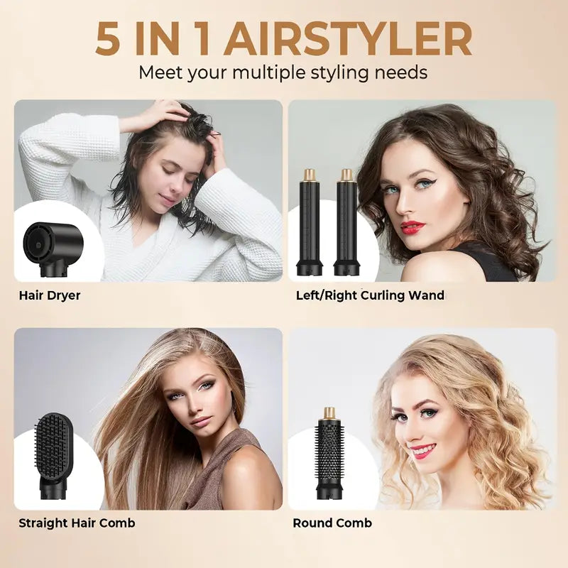 5-in-1 Hot Air Styler: Curl, Straighten & Dry in One Tool